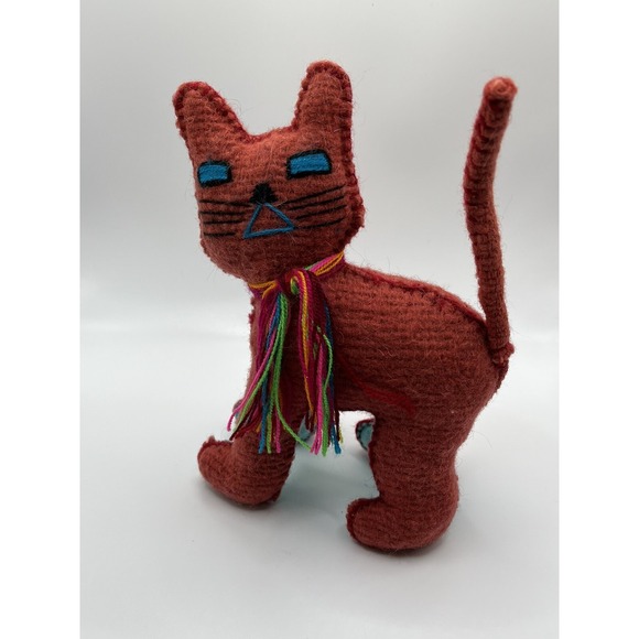 Other - Chiapas Colorful Wool‎ Cat - Mexican Folk Art Stuffed Animal Plush